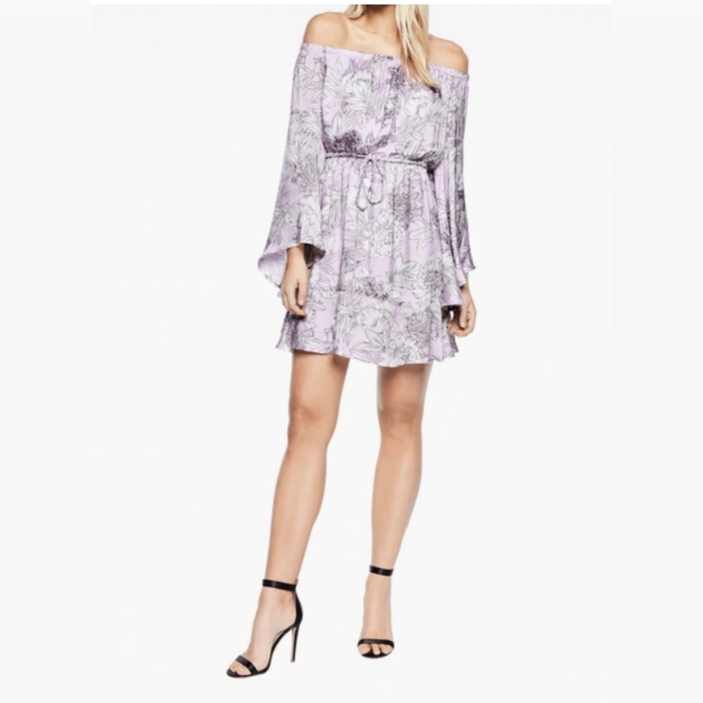 🌸 #144 Floral Lavender Black Tape_ Dress Size Small 🌸